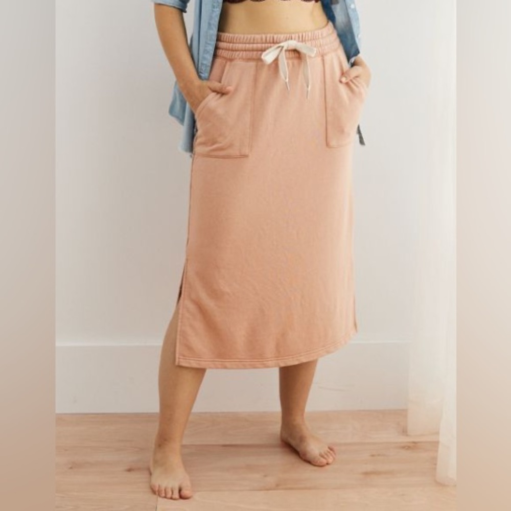 Casual Peach Or Terracotta Midi Skirt